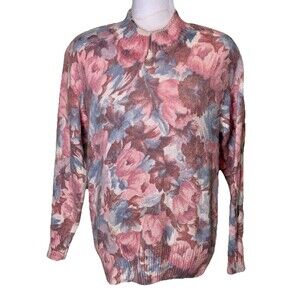 Women's Silk Angora Lambswool Watercolor Cozy Romantic Soft Girl Sweater Sz M